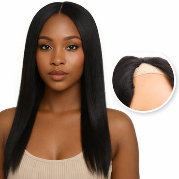 Luxe 100% Human Hair V Part Steil Haar Zwart