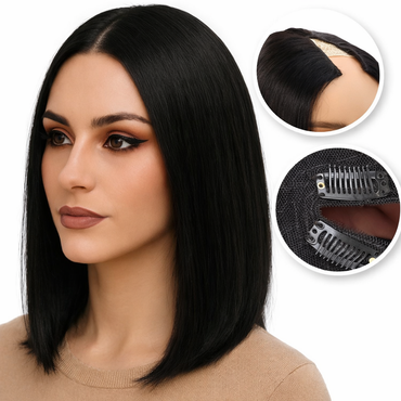 Premium V-Part Wig Bob Steil – 100% Echt Human Hair