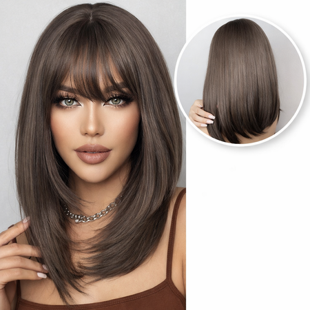 Chocoladebruine Pruik met Lagen