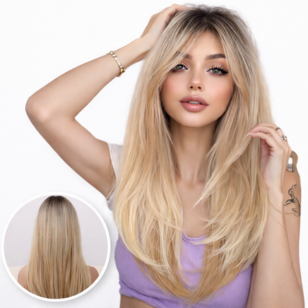 Lange Blonde Pruik 60 cm met Lagen