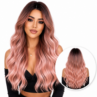 Roze Pruik - Pruiken Dames Lang Haar - Wig -  70 cm