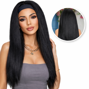 Zwarte Pruik met Zwarte Band