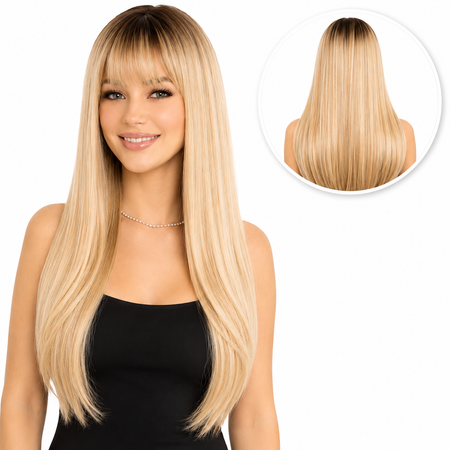 Blonde Lange Pruik Steil - 70 cm