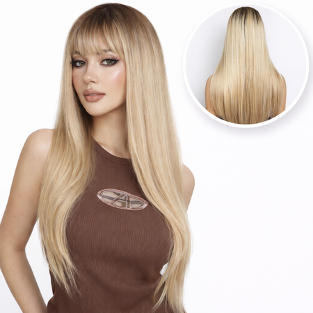 Blonde Pruik Steil 70 cm