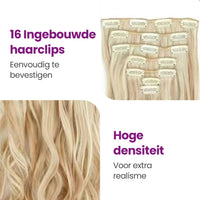 Premium blonde clip in hair extensions met highlights - 7 stuks