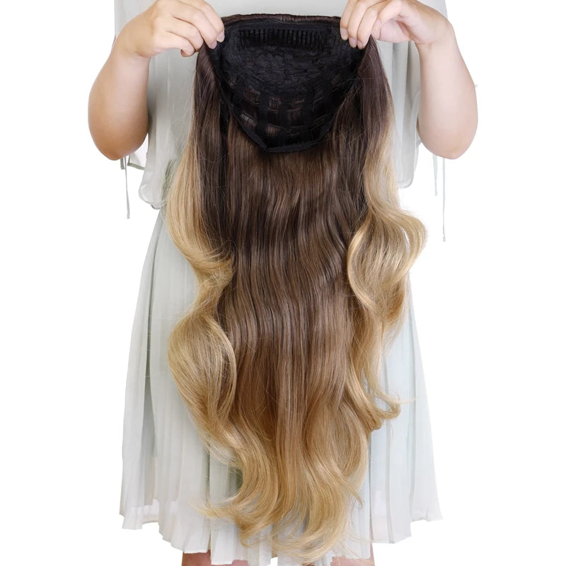 Halve Pruik - Hair Extensions Haarstuk - Ombre Blond - Half Wig - 60 cm