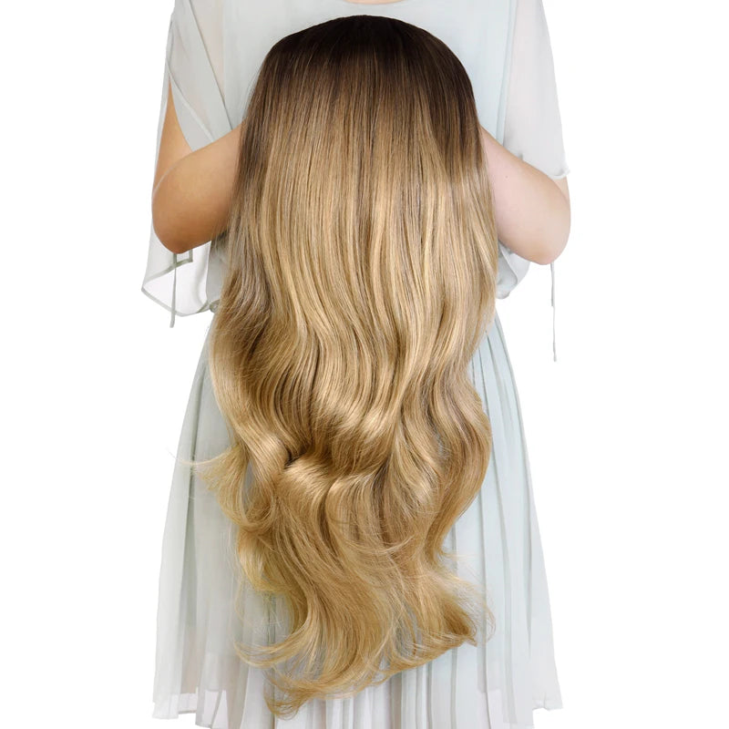 Halve Pruik - Hair Extensions Haarstuk - Ombre Blond - Half Wig - 60 cm