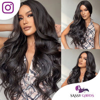 Donkerbruine Pruik Lang Pruik Sassy Goods 