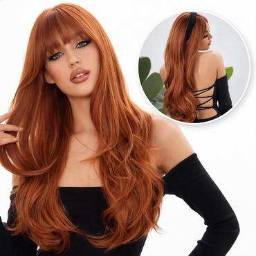 Koper Oranje Pruik met Pony Pruik Sassy Goods - Ginger