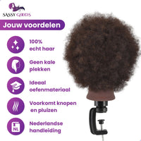 Afro Kappershoofd 100% Echt Haar - 15 cm