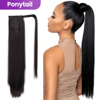 PRE ORDER Ponytail Extensions Black Long Hair - Ponytail 65 cm