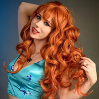 Koperen Pruik met Pony Lang Haar Pruik Sassy Goods 