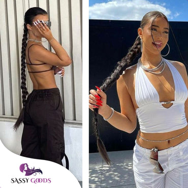 Zwarte vlecht hair extensions - 80 cm