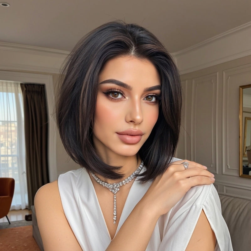 Pre order Luxury Black Wig Front Lace Wig - Straight - 60-65 cm