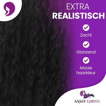 Zwarte Krullen Pruik Sassy Goods realistisch