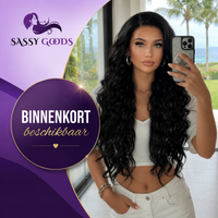 Luxe Front Lace Wig Zwarte Pruik Krullend Haar