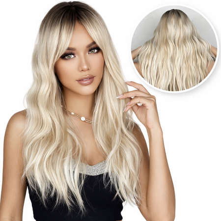 Blonde Pruik met Golvend Haar - 60 cm
