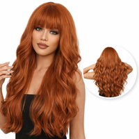 Koperen Pruik met Pony Lang Haar