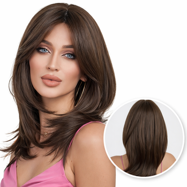 Kastanjebruine Pruik met Lagen