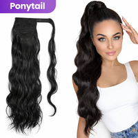 Ponytail Extension Zwart Golvend