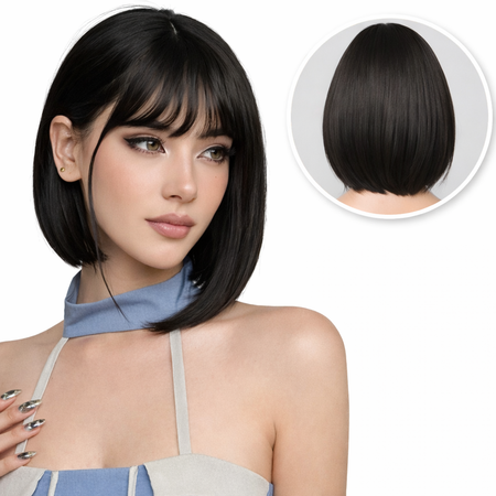 Zwarte Pruik Kort
