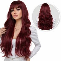 Donkerrode Pruik met Pony