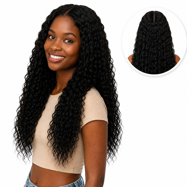 Luxe zwarte lace wig krullen