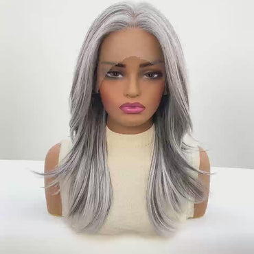 Luxe Front Lace Lace Wig Grijs 50 cm