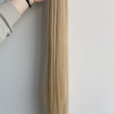 Clip In Hairextensions - Brazilian Paardenstaart Extension Steil Blond - 60 cm