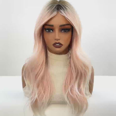 Lange Lichtroze Pruik 60 cm