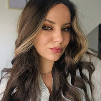 Luxe bruine pruik lace front wig met highlights