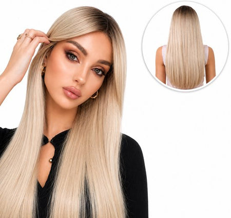 Blonde Pruik met Pony Steil - 70 cm