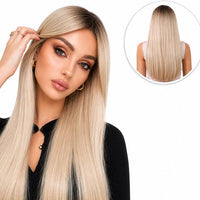 Blonde Pruik met Pony Steil - 70 cm