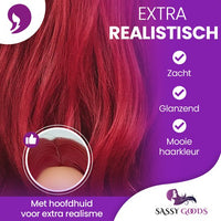 Rode pruik met lang golvend haar - 70 cm