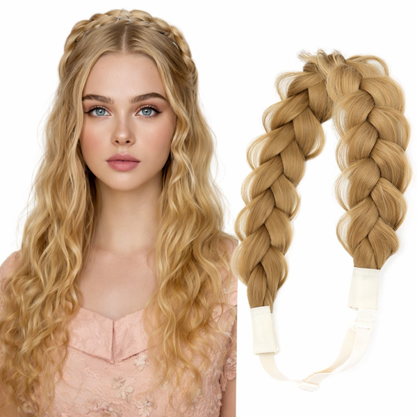 Luxe Vlecht Haarband Donkerblond - Verstelbaar
