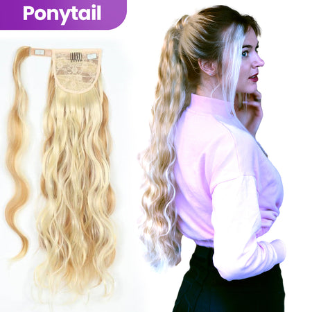 Ponytail extensions Blond Golvend haar - 70 cm