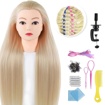 Blond Practice Head Hairdresser's Head with Tripod and Accessories - 70 cm