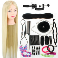 Blond Practice Head Hairdresser's Head with Tripod &amp; Accessories - 70 cm