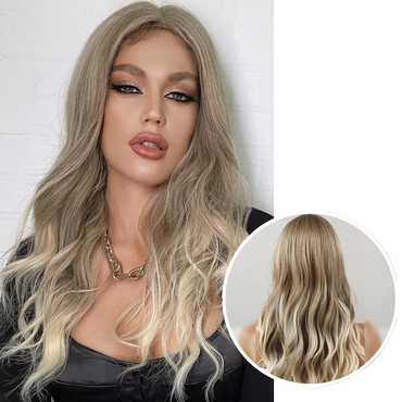 Luxurious Blonde and Ash Blonde Front Lace Wig Wig - 55 cm