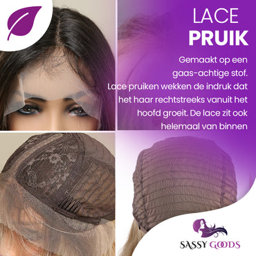 Luxe Bruine Pruik Front Lace Wig - 65 cm