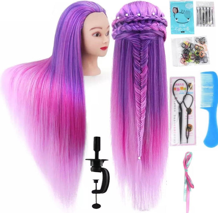 Paars Ombre Kappershoofd - Incl. Styling Accessoires - 70 cm