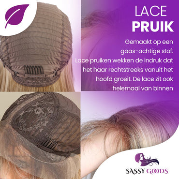 Luxuriöse hellbraune Spitzenperücke mit Perückenfront - glattes Haar - 65 cm