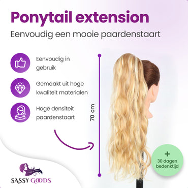 Ponytail extensions Blond Golvend haar - 70 cm