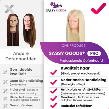 Oefenhoofd Kapperspop Blond 80% Echt Haar -  Föhnen, Stylen & Krullen met Styl- en Krultang mogelijk