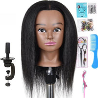 Afro Oefenhoofd 100% Echt Haar - Kappershoofd incl.