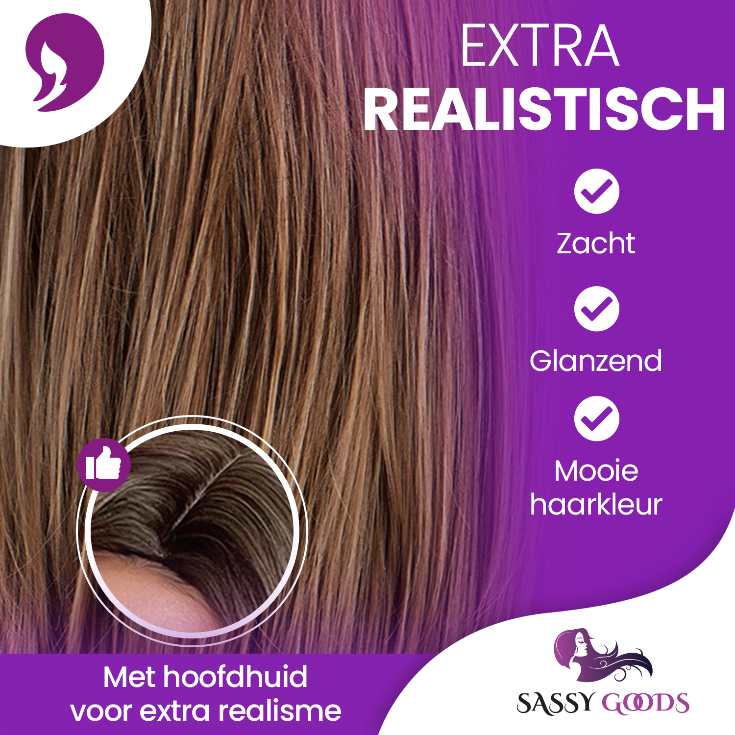 Braune Perücke mit Stufen - Perücken für Frauen Halblanges Haar - 50 cm