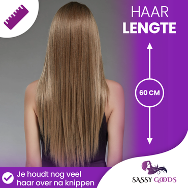 Luxe Lichtbruine Pruik Front Lace Wig - Steil haar - 65 cm