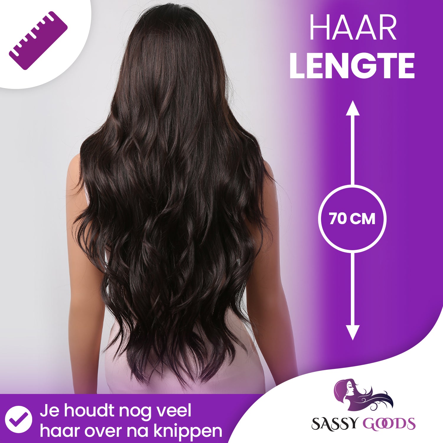 PRE ORDER Dark Brown Wig - Wigs Ladies Long Hair - Wig - 70 cm