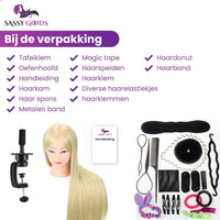 Blond Oefenhoofd met Statief & Accessoires - 70 cm - Sassy Goods