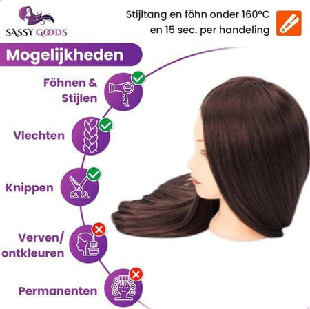 Kastanjebruin Oefenhoofd met Statief - 70 cm - Sassy Goods